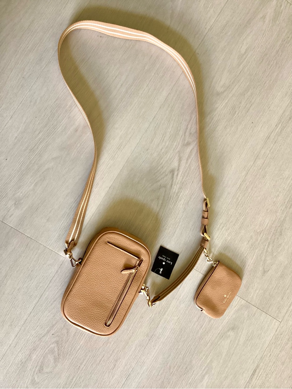 ♠️Kate Spade NWT Rosie Faux Fur Leather North South Crossbody Bag, Light Fawn - Picture 2 of 4